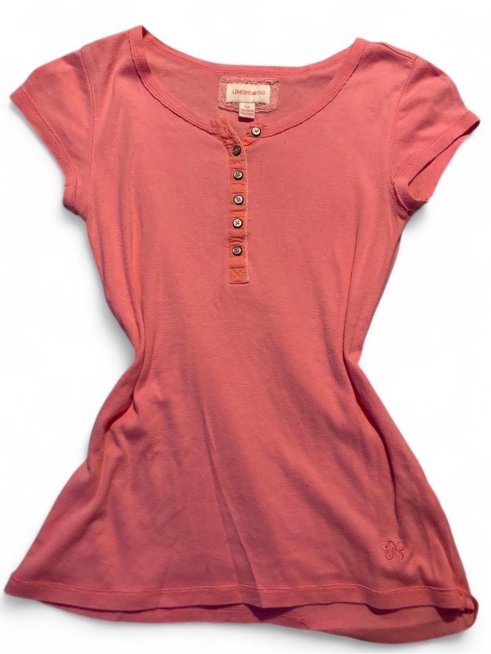 Limited Too Pink Short Sleeve Henley Tee